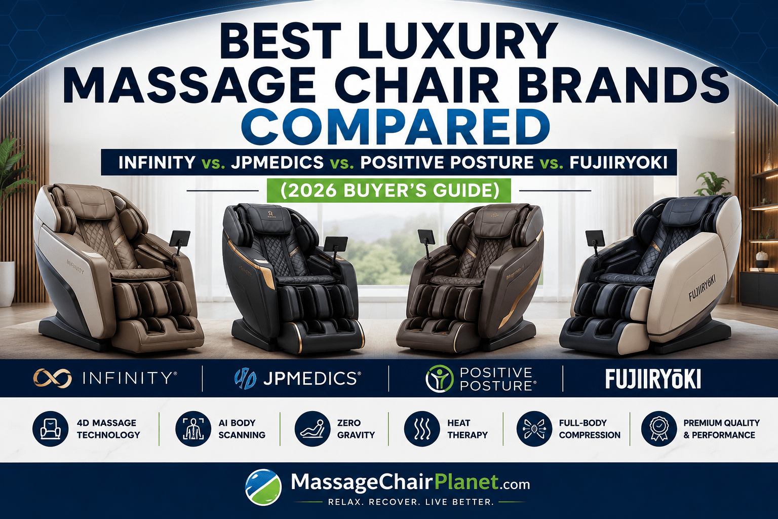 Best Luxury Massage Chair Brands Compared (Infinity vs. JPMedics vs. Positive Posture vs. Fujiiryoki) (2026 Buyer's Guide) - MassageChairPlanet.com