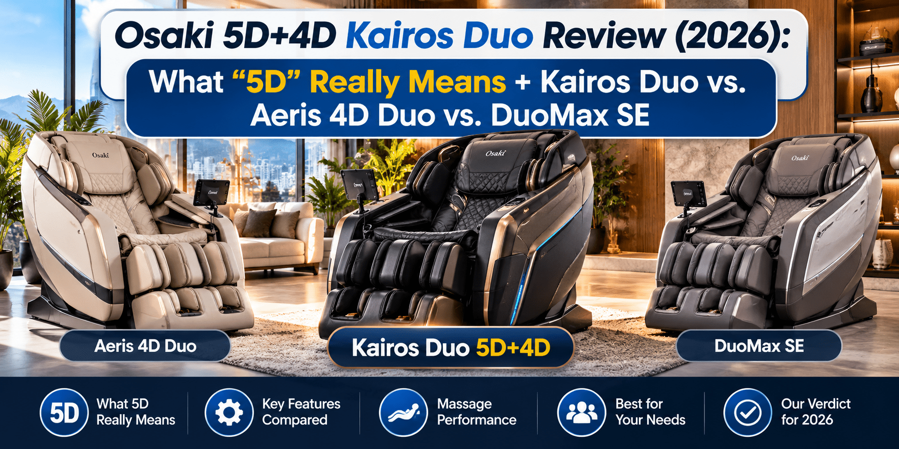 Osaki 5D+4D Kairos Duo Review (2026): What "5D" Really Means + Kairos Duo vs. Aeris 4D Duo vs. DuoMax SE - MassageChairPlanet.com