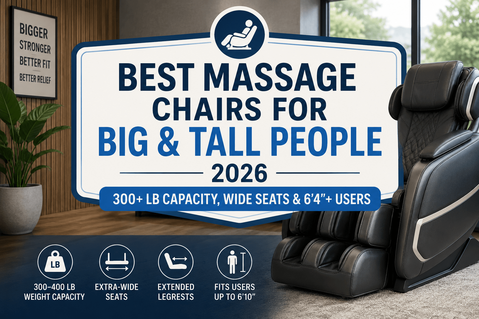 Best Massage Chairs for Big & Tall People 2026: 300+ lb Capacity, Wide Seats & 6'4"+ Users - MassageChairPlanet.com