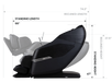 Osaki Aeris 4D Duo upright and reclined dimensions - MassageChairPlanet.com