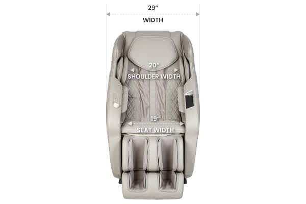 Titan Forma 3D+2D width, shoulder width and seat width dimensions - MassageChairPlanet.com