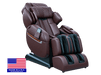 Luraco iRobotics 11 (i11) Special Edition Medical Massage Chair – Chocolate, three-quarter view with Made in USA flag