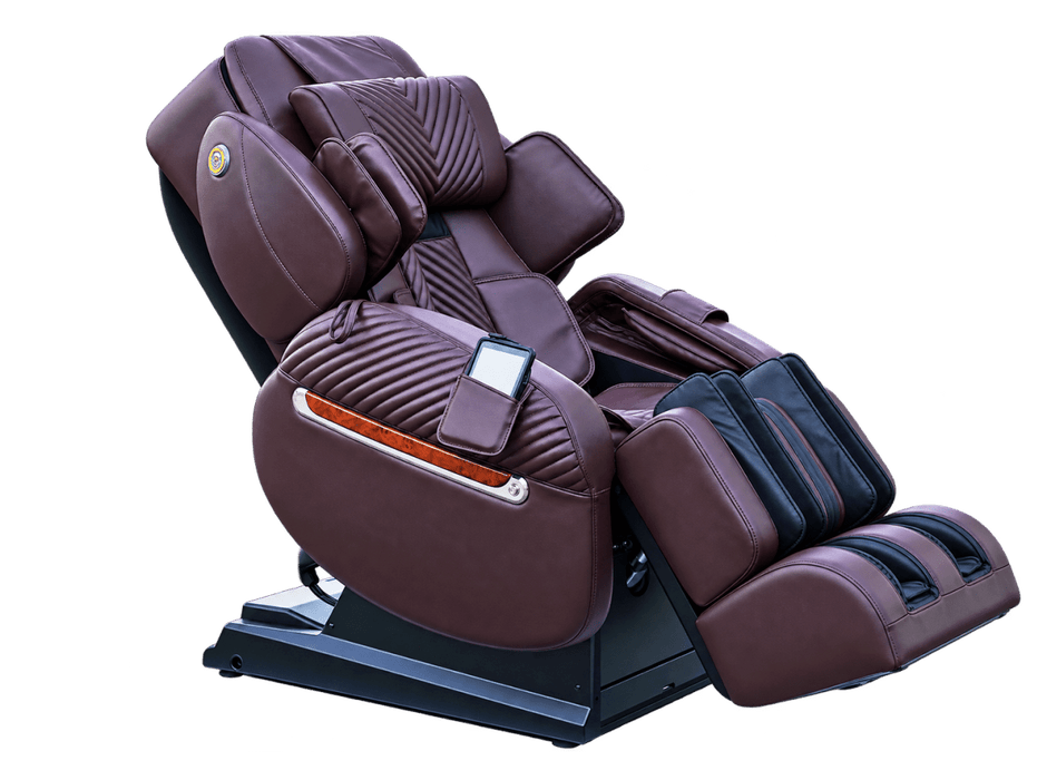 Luraco iRobotics 11 (i11) Special Edition Medical Massage Chair – chocolate, three-quarter view fully reclined