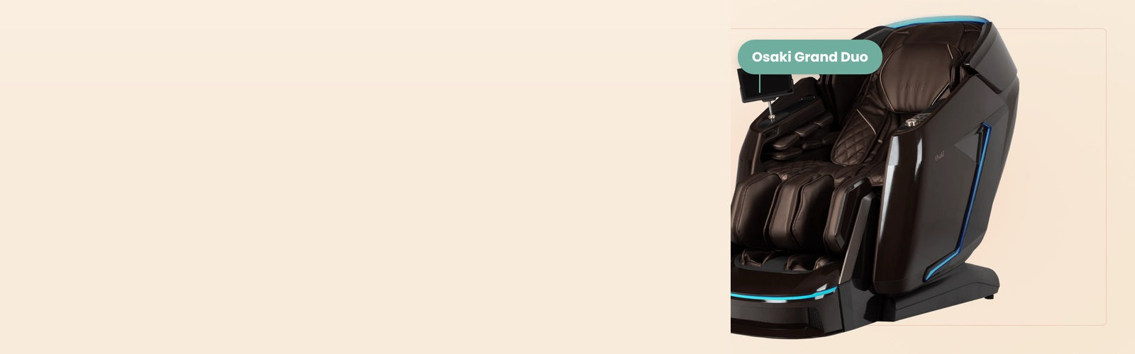 The Osaki Grand Duo massage chair in brown with blue LED accent lighting