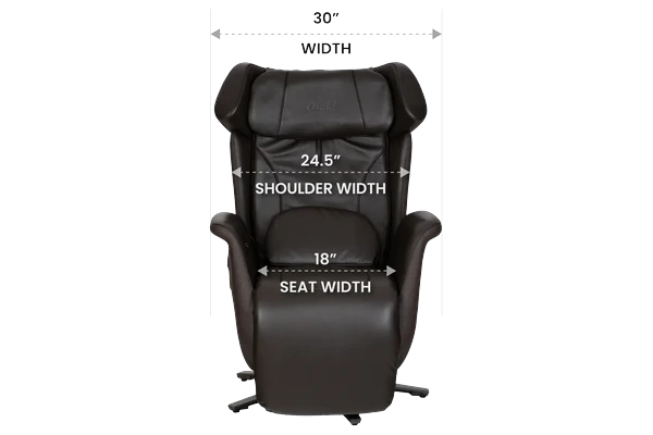 Osaki Milan 3D recliner width, shoulder width and seat width dimensions - MassageChairPlanet.com